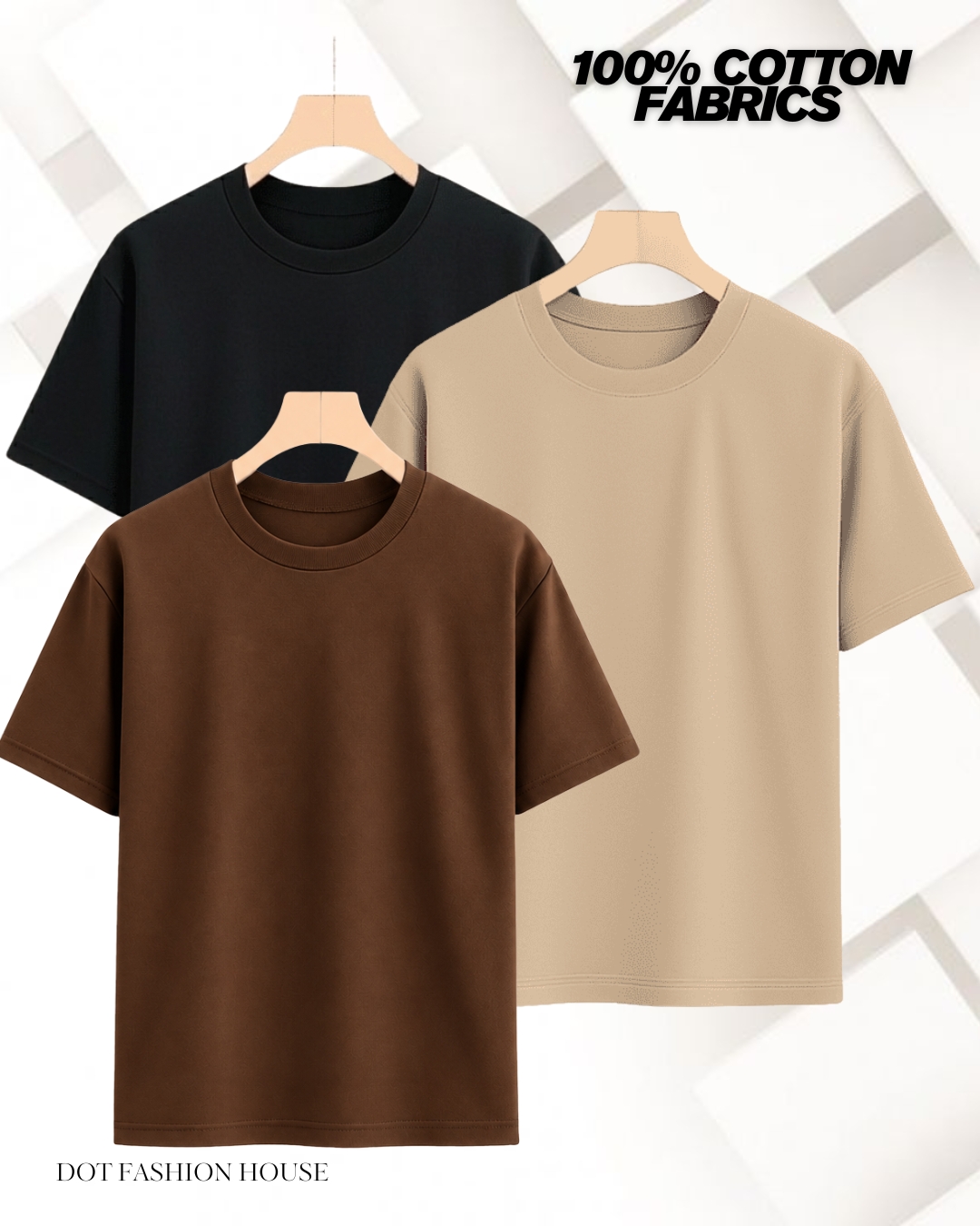 3 Pics Premium Solid Drop Shoulder T-Shirt