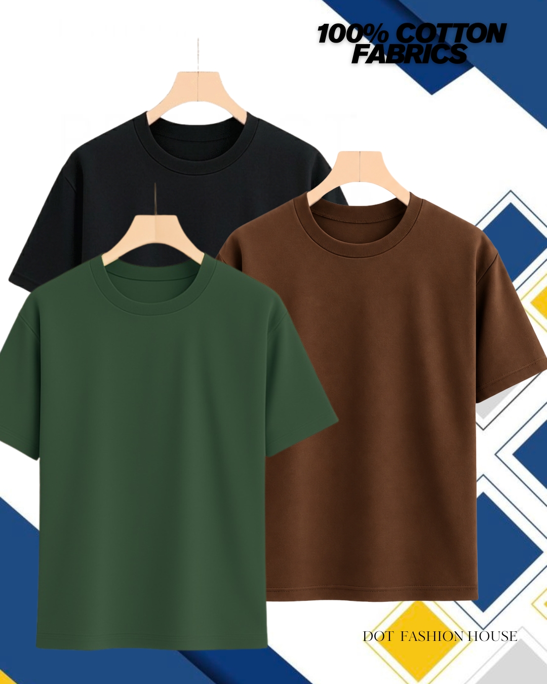 3 Pics Premium Solid Drop Shoulder T-Shirt
