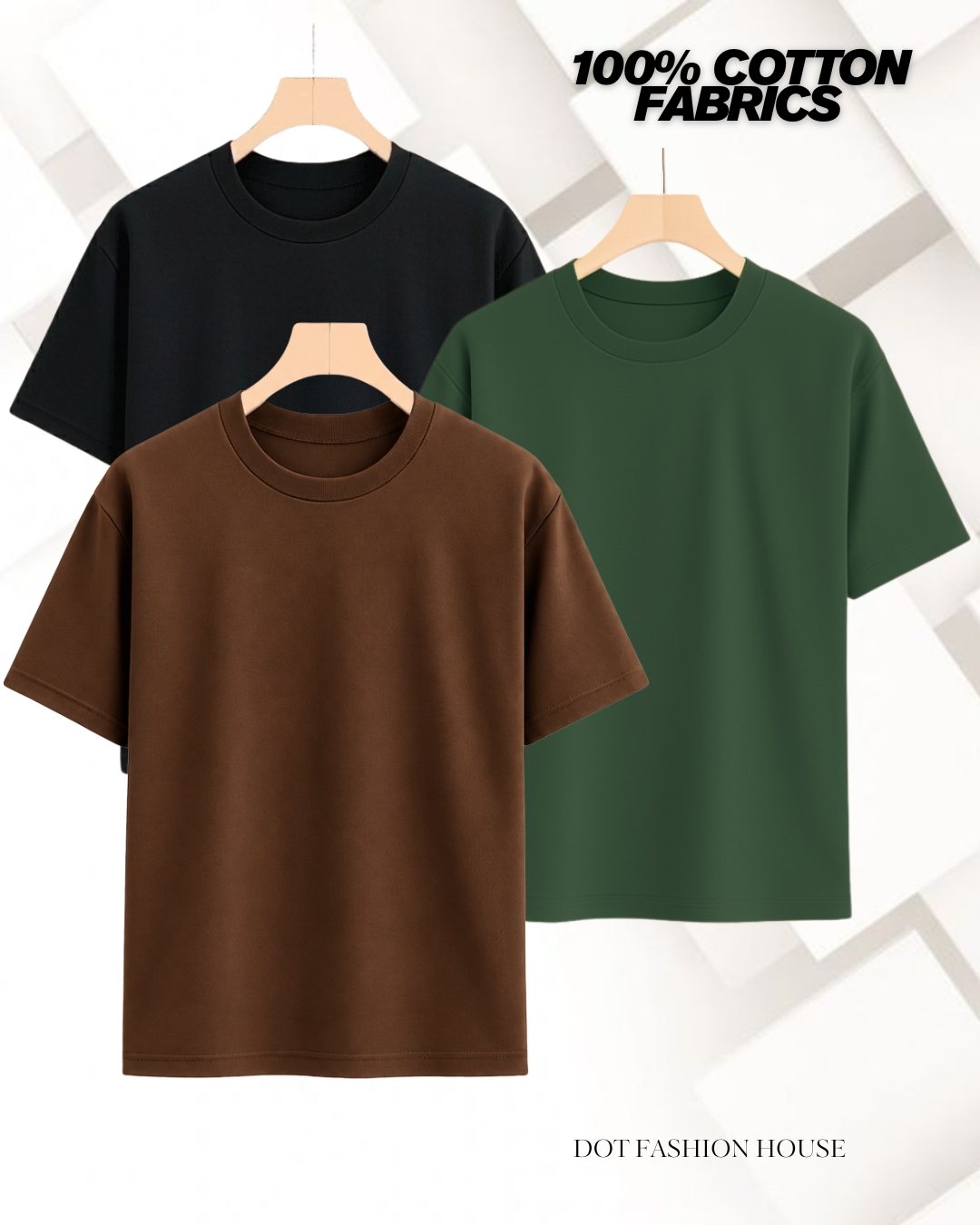 3 Pics Premium Solid Drop Shoulder T-Shirt