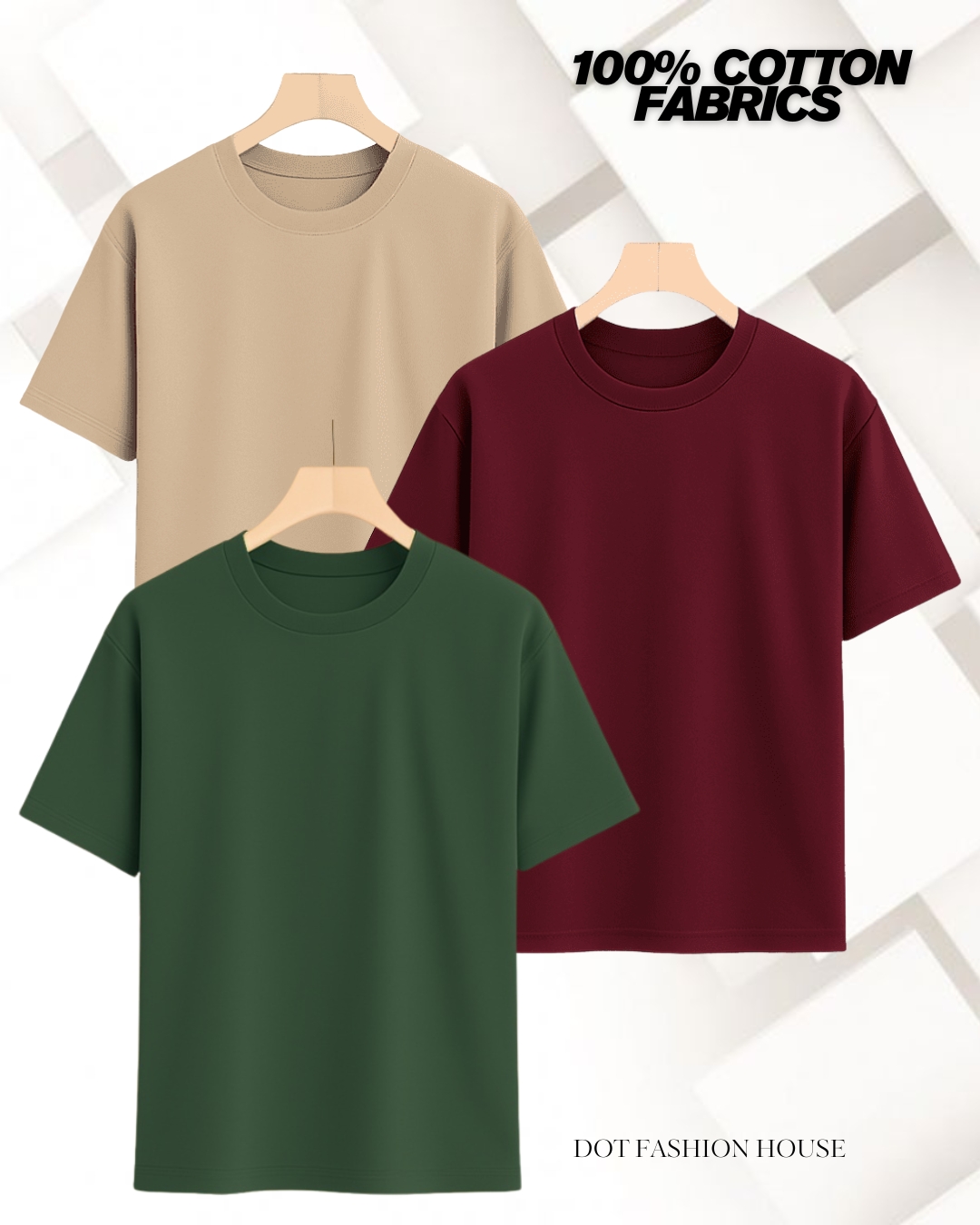 3 Pics Premium Solid Drop Shoulder T-Shirt