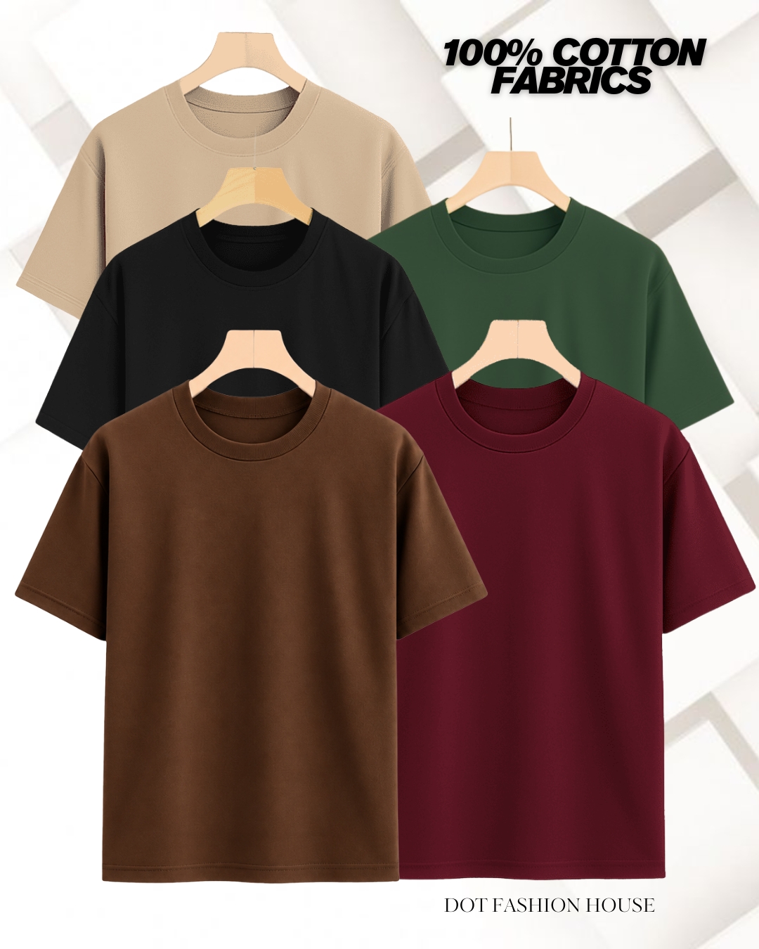 5 Pcs Premium Regular Fit T-Shirt for Men
