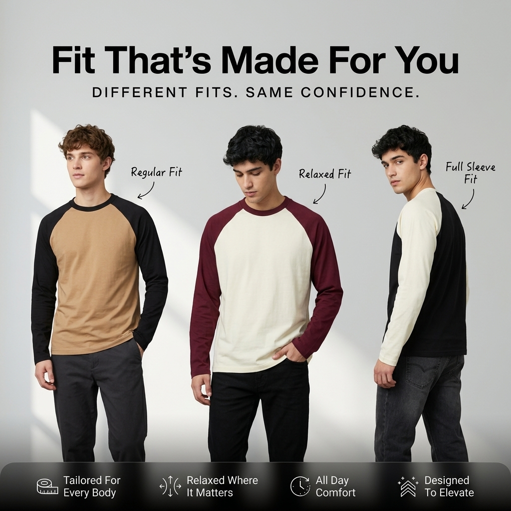 3 Pcs Premium Full Sleeve Raglan T-Shirt