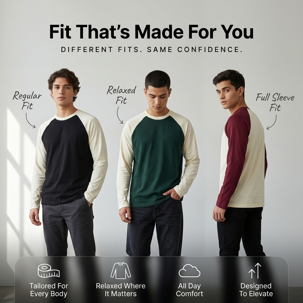 3 Pcs Premium Full Sleeve Raglan T-Shirt